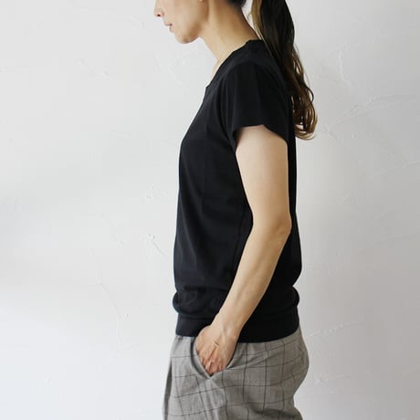 **2025春夏分到着**homspun ホームスパン　30/1天竺フレンチTシャツ　#サラシ、サックス、ダークグリーン、ブラック
