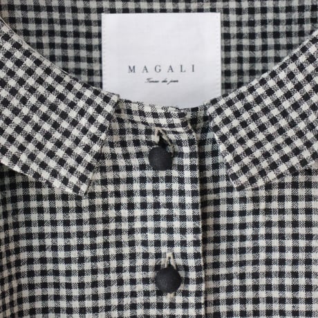 MAGALI マガリ　リネンコットンギンガム・フラットカラーブラウス　#ベージュ