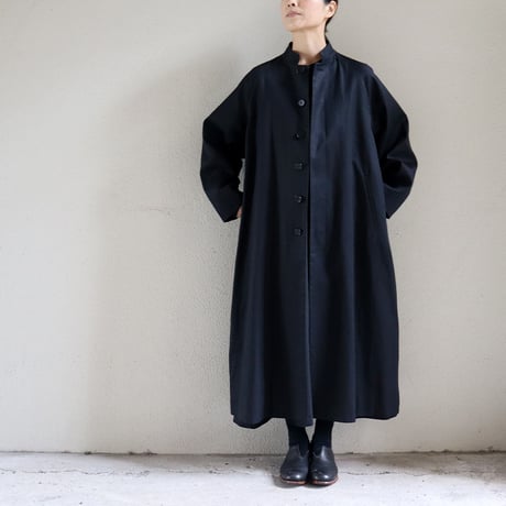 atelier naruse アトリエナルセ 　コットンスタンドカラーコート cotton stand collar coat #ブラック　【送料無料】