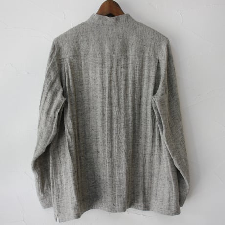 atelier naruse アトリエナルセ　linen tweed band-collar shirt　リネンツイードバンドカラーシャツ
