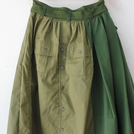 ARTE POVERA アルテポーヴェラ RE-ARMEEシャツMIXアシンメトリースカート　#オリーブMIX　【送料無料】
