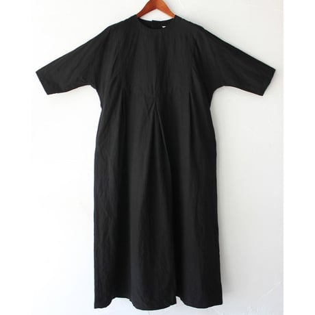 homspun ホームスパン　C/Lウェザーヨーク切替七分袖ワンピース　#ネイビー、ブラック