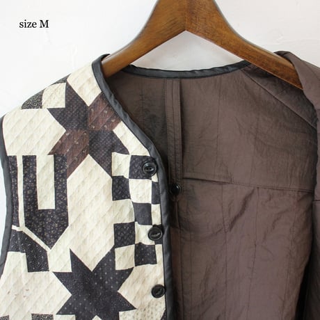 ASEEDONCLOUD アシードンクラウド　Map quilt print Reversible uniform vest #off white 【送料無料】