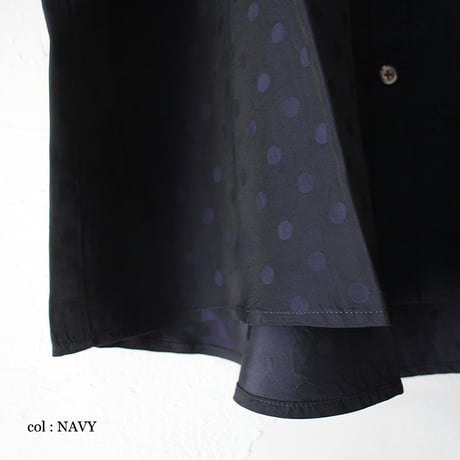**再入荷** TRAVAIL MANUEL トラバイユマニュアル　キュプラドットバンドカラーシャツ　#ネイビー、ブラック