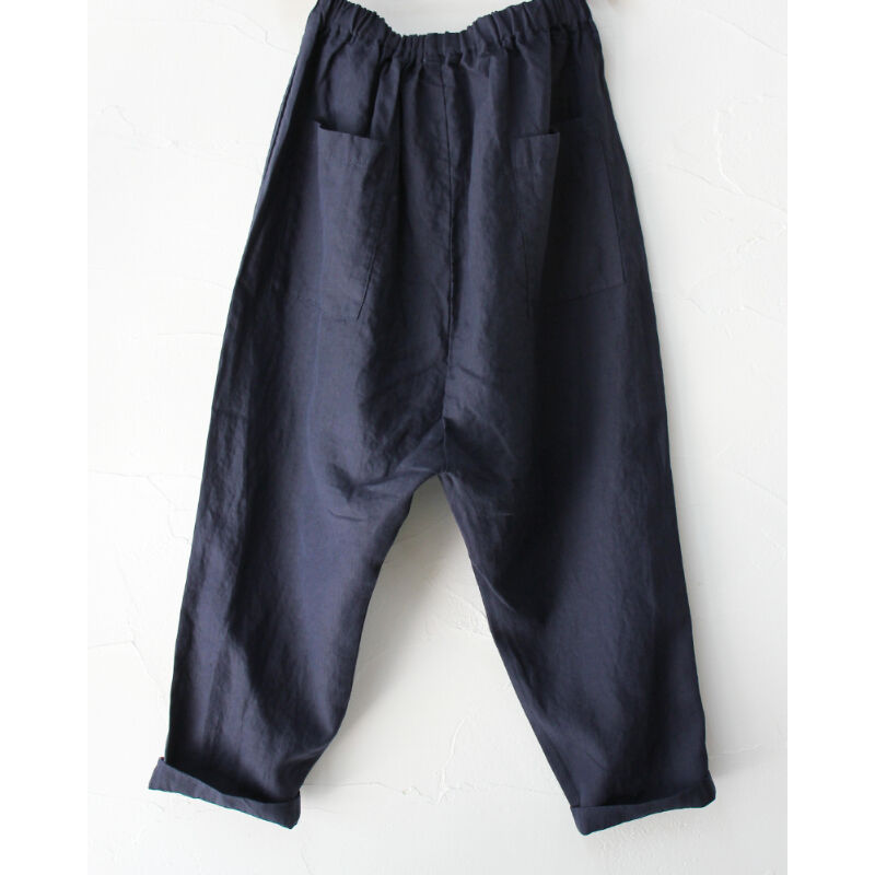 TRAVAIL MANUEL リネンポプリンサドルパンツ #ブラック