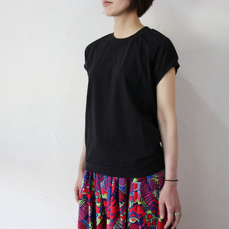 **2024s/s分到着** homspun ホームスパン 30/1天竺キャップスリーブTシャツ　#サラシ、ブラック、ネイビー