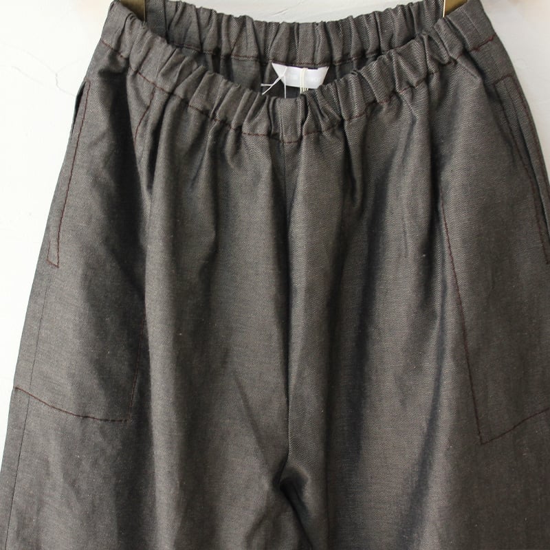 再入荷**homspun ホームスパン W/Lワイドギャザーパンツ #ダーク 