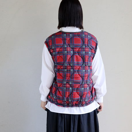 maomade マオメイド　キルトリバーシブルベスト　#グリーンチェック、レッドチェック　【送料無料】