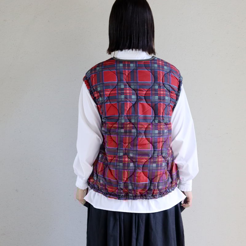 maomade マオメイド キルトリバーシブルベスト #グリーンチェック
