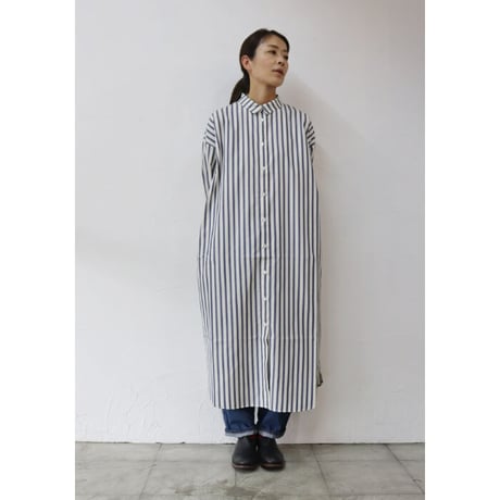 amne アンヌ　STRIPE dolman dress #BLUE