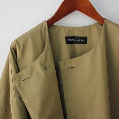 **再入荷** TRAVAIL MANUEL トラバイユマニュアル　T/Cバイオウェザーノーカラーブルゾン　#ブラック、カーキ