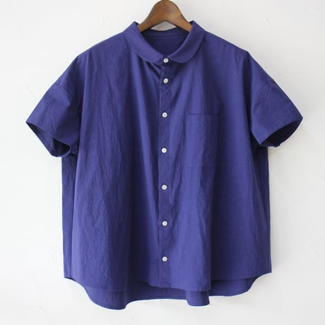 **またまたまた再入荷** LinenYa リネンヤ　80タイプライタートリプルウォッシュ丸襟ブラウス　#ブルー、レッド、ブラック、ホワイト