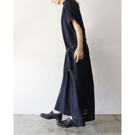 ASEEDONCLOUD アシードンクラウド　Antique linen Jiyusou smock dress #インディゴ　【送料無料】