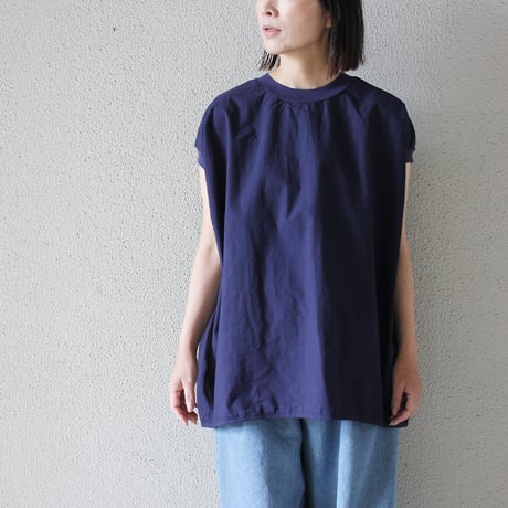 **限定生産分再入荷** homspun ホームスパン　コンパクトウェザーノースリーブブラウス　#ホワイト、ネイビー、ダークピンク、パウダーブルー
