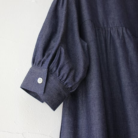 **またまた再入荷** LinenYa リネンヤ　5ozデニムスタンドカラーワンピース　#インディゴ