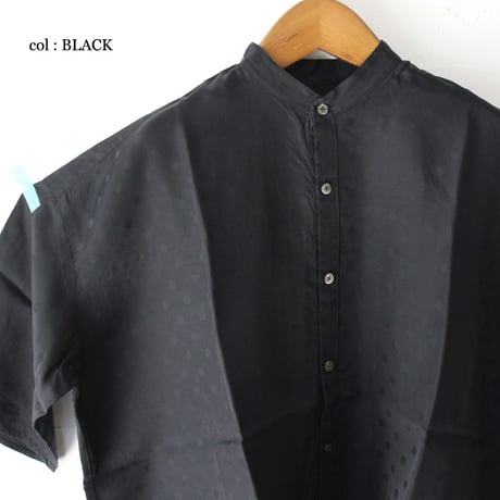 **再入荷** TRAVAIL MANUEL トラバイユマニュアル　キュプラドットバンドカラーシャツ　#ネイビー、ブラック