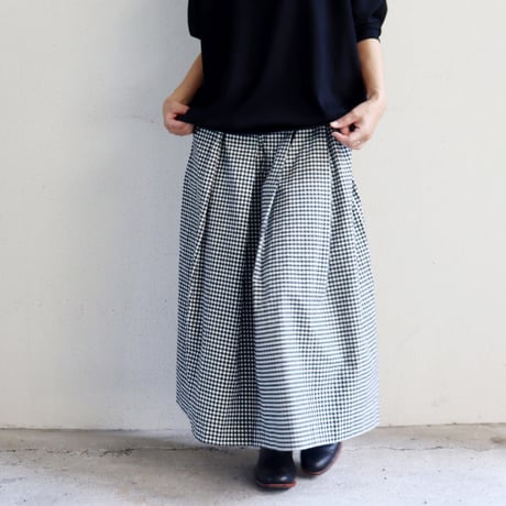 **またまたまた再入荷** LinenYa リネンヤ　コットンシルクタックスカート　#ギンガムチェック