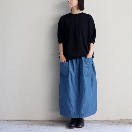 ハンドメイド✃アンティーク ホームスパンリネン＆ボーダー 青ステッチ