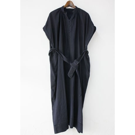 ASEEDONCLOUD アシードンクラウド　Antique linen Jiyusou smock dress #インディゴ　【送料無料】