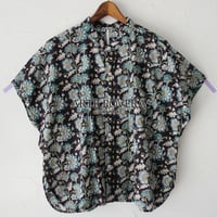 ARTE POVERA アルテポーヴェラ　インド草木染ハンドプリントステンドフレンチシャツ　#ダークブラウン