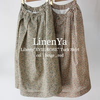 **再々入荷＆新色** LinenYa リネンヤ Liberty"EVIE ROSE"タックスカート　#ベージュ、レッド