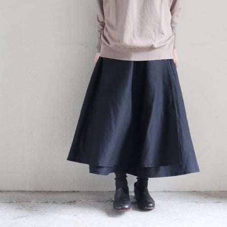 **再入荷** homspun ホームスパン　W/Lラップフレアスカート　#ダークブラウン、ブラック　【送料無料】