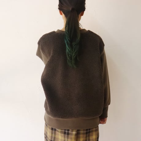 ARTE POVERA アルテポーヴェラ　イタリアトスカーナボア＆フリースMIXクルートレーナー　#ブラウン