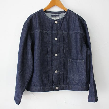 **再入荷** atelier naruse アトリエナルセ cotton denim no collar jacket コットンデニム ノーカラージャケット #インディゴ、生成り