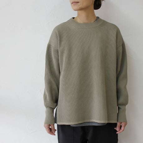 homspun ホームスパン　スーピマコットン畦編みプルオーバーセーター　#ライトカーキ、ネイビー