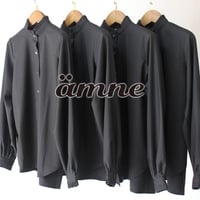 **再入荷** amne アンヌ　GABARDINE frilled blouse　ギャバジンフリルブラウス　#ブラック