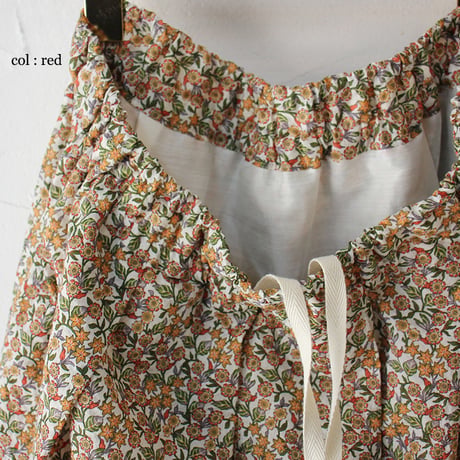 **再々入荷＆新色** LinenYa リネンヤ Liberty"EVIE ROSE"タックスカート　#ベージュ、レッド