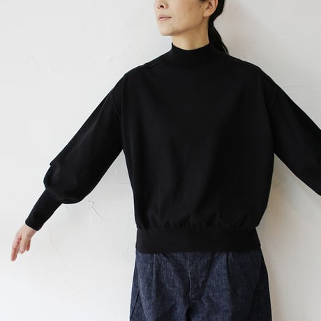 **またまたまた再入荷** LinenYa リネンヤ　as it is.　コットンモックネック長袖ニット　#ブラック、ネイビー　【送料無料】