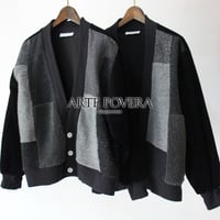 ARTE POVERA アルテポーヴェラ　ウールMIXパッチワークカーディガン　#ブラック