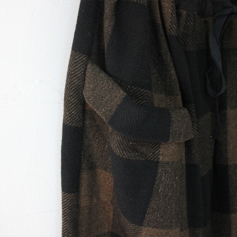 MAGALI マガリ ギンガムウールロングスカート #ブラウンxブラック