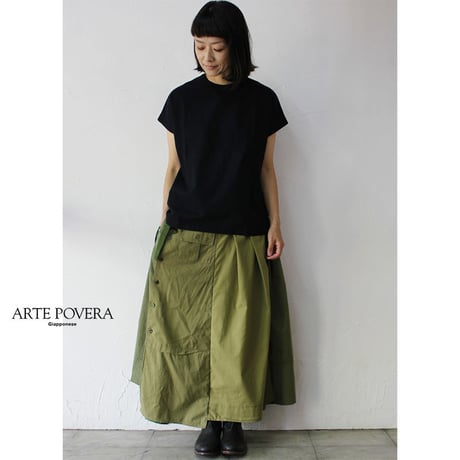 ARTE POVERA アルテポーヴェラ RE-ARMEEシャツMIXアシンメトリースカート　#オリーブMIX　【送料無料】