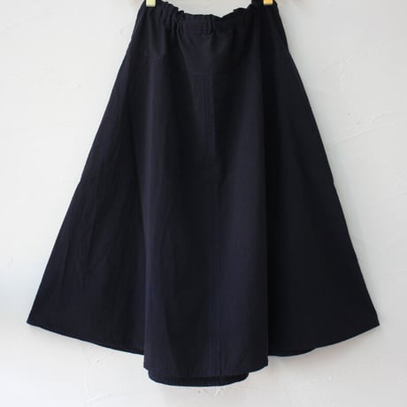 **再入荷**　homspun ホームスパン　コットンラチネフレアースカート　#ネイビー、ブラック
