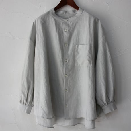 **再入荷** Linenya リネンヤ　リネンバンドカラーシャツ　#ホワイト、アイボリー、グレー、ブラック