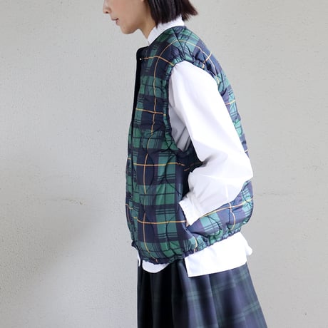 maomade マオメイド　キルトリバーシブルベスト　#グリーンチェック、レッドチェック　【送料無料】