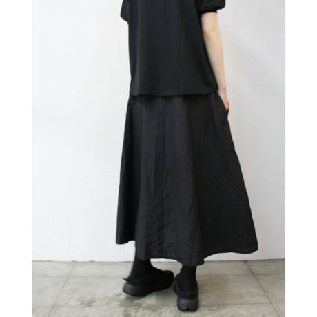 **再入荷** homspun ホームスパン　C/Lシャンブレーフレアースカート　#ブラック　【送料無料】