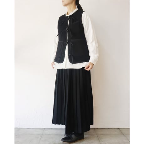 **またまた再入荷** LinenYa リネンヤ　ウールプリーツスカート　#ブラック、グレー　【送料無料】