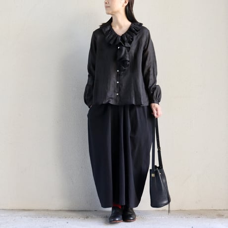 **ブラック再入荷** atelier naruse アトリエナルセ　cotton high twist poplin gaucho pants　コットンハイツイストポプリンガウチョパンツ