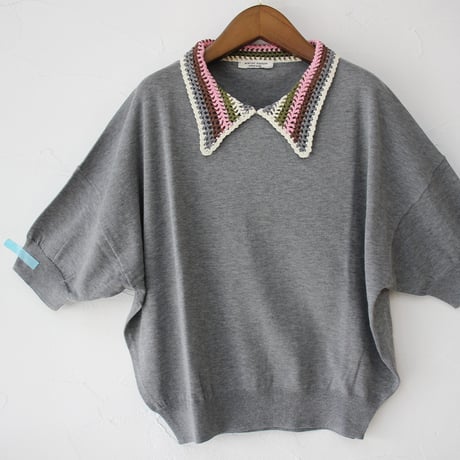 atelier naruse アトリエナルセ　cotton crochet collar knit　コットン クロシェカラー 半袖ニット