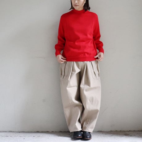 atelier naruse アトリエナルセ cotttn wool mock-neck knit　コットンウールモックネックニット　#チャコール、レッド
