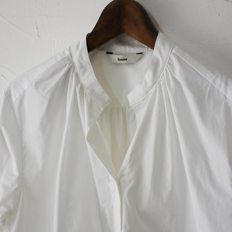 amne アンヌ　PIMA skipper Blouse　スーピマコットンスキッパーブラウス　#ホワイト、ベージュ、ネイビー