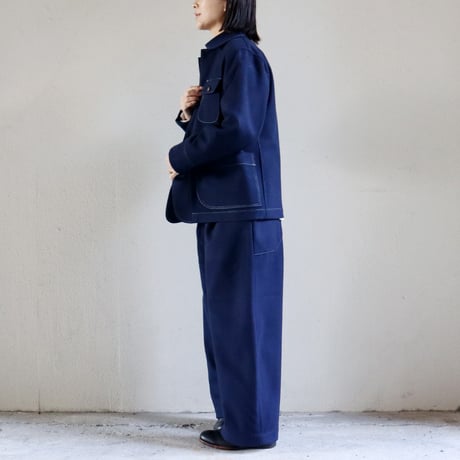 ASEEDONCLOUD アシードンクラウド Melton denim HandWerker wide trousers メルトンデニムワイドトラウザー #ブルー
