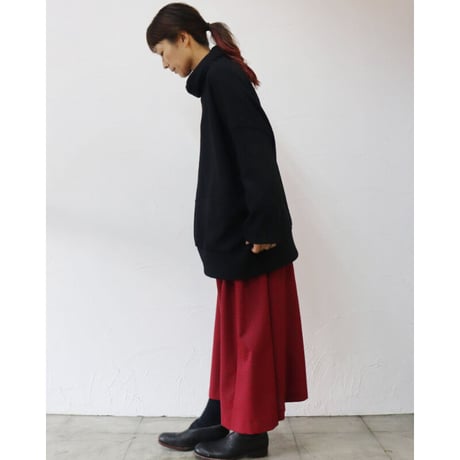 **再入荷** Linenya リネンヤ　ウールボリュームネックプルオーバー　#ブラック　【送料無料】