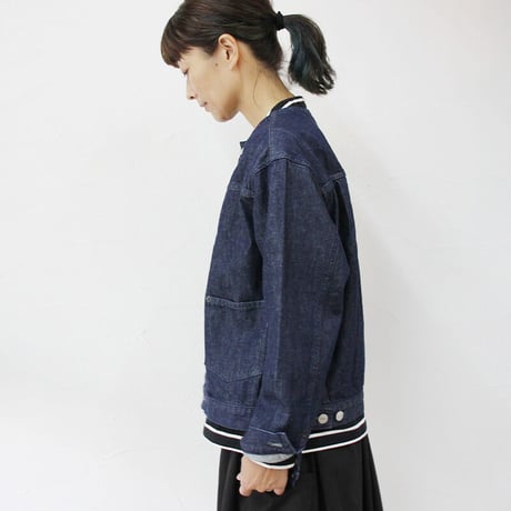 **再入荷** atelier naruse アトリエナルセ cotton denim no collar jacket コットンデニム ノーカラージャケット #インディゴ、生成り
