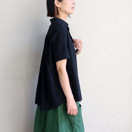**またまたまた再入荷** LinenYa リネンヤ　80タイプライタートリプルウォッシュ丸襟ブラウス　#ブルー、レッド、ブラック、ホワイト