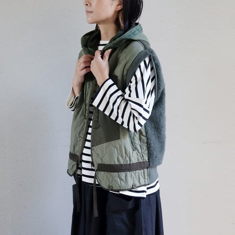 ARTE POVERA アルテポーヴェラ　チェコキルトRE-ARMEE MIXフードベスト　#オリーブMIX　【送料無料】