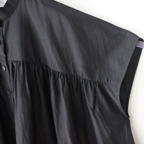 soil ソイル　コットンシルクバンドカラー半袖シャツ COTTON SILK BANDED COLLAR S/S SHIRT #black 【送料無料】